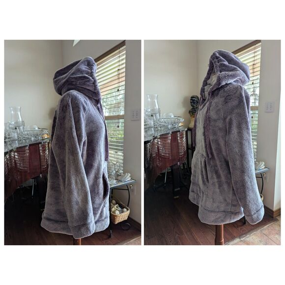 Member’s Mark Cozy Plush Pullover Hoodie Faux Fur Soft Purple Cream - Picture 4 of 7